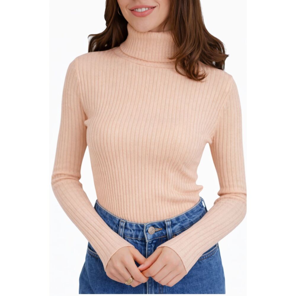 Apricot Women's Turtle Neck Sweater Long Sleeve Knit top Size-L